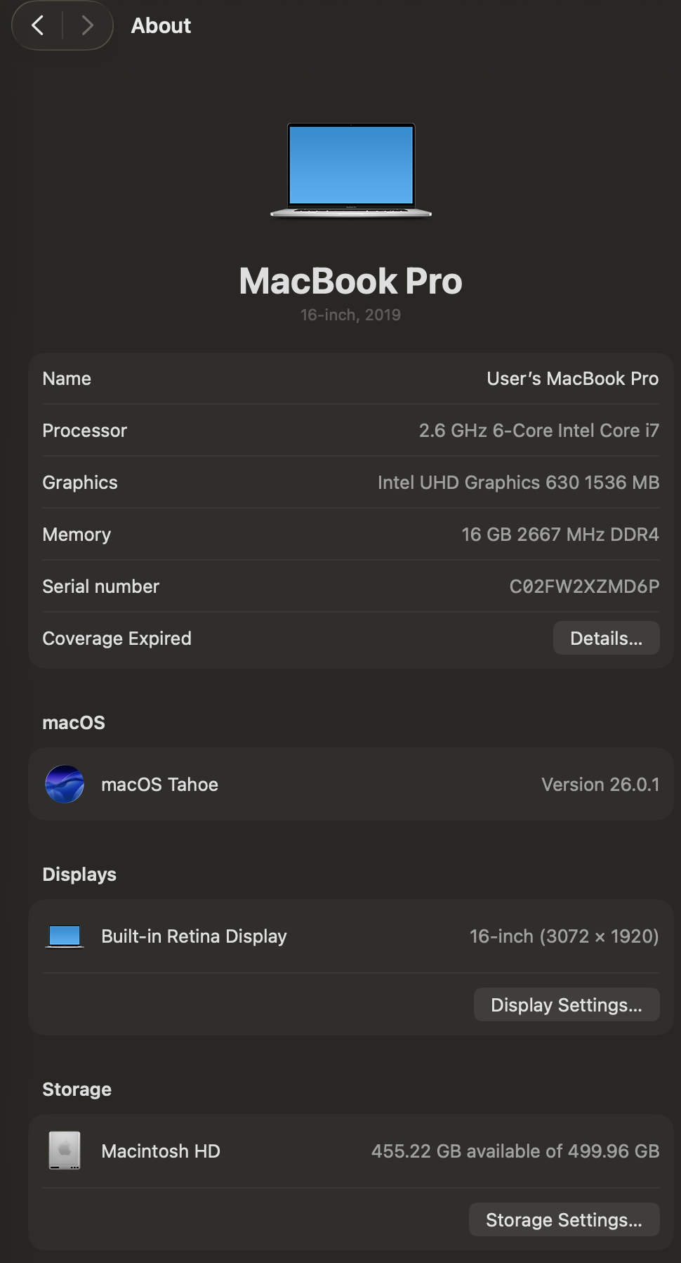 MacBook Pro 16” (2019) en excelente estado